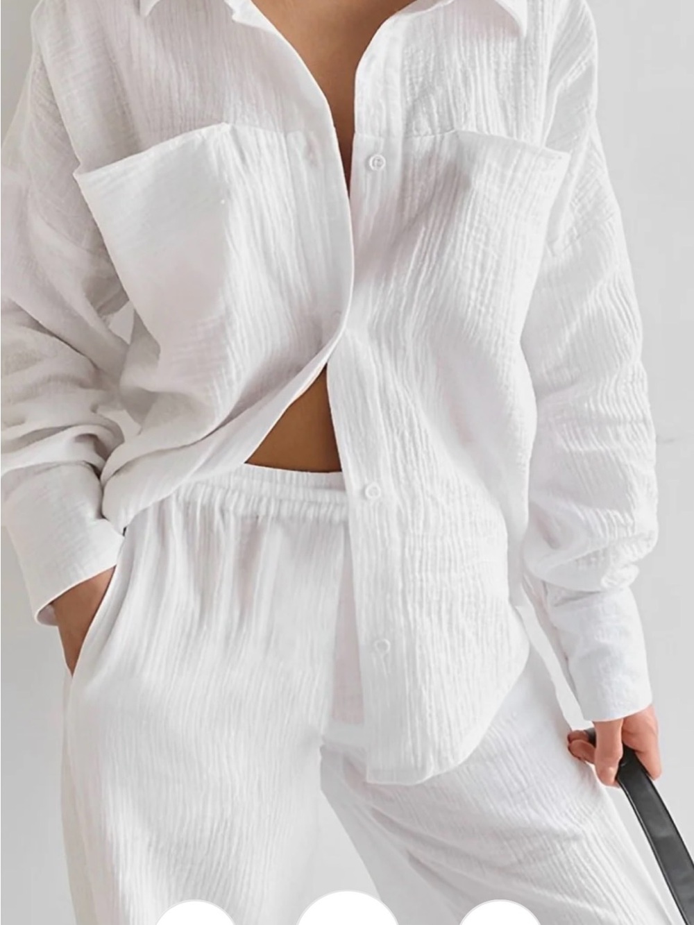 Commense White Textured Button-Up Shirt